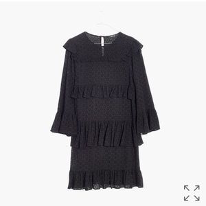 Madewell black eyelet ruffle dress